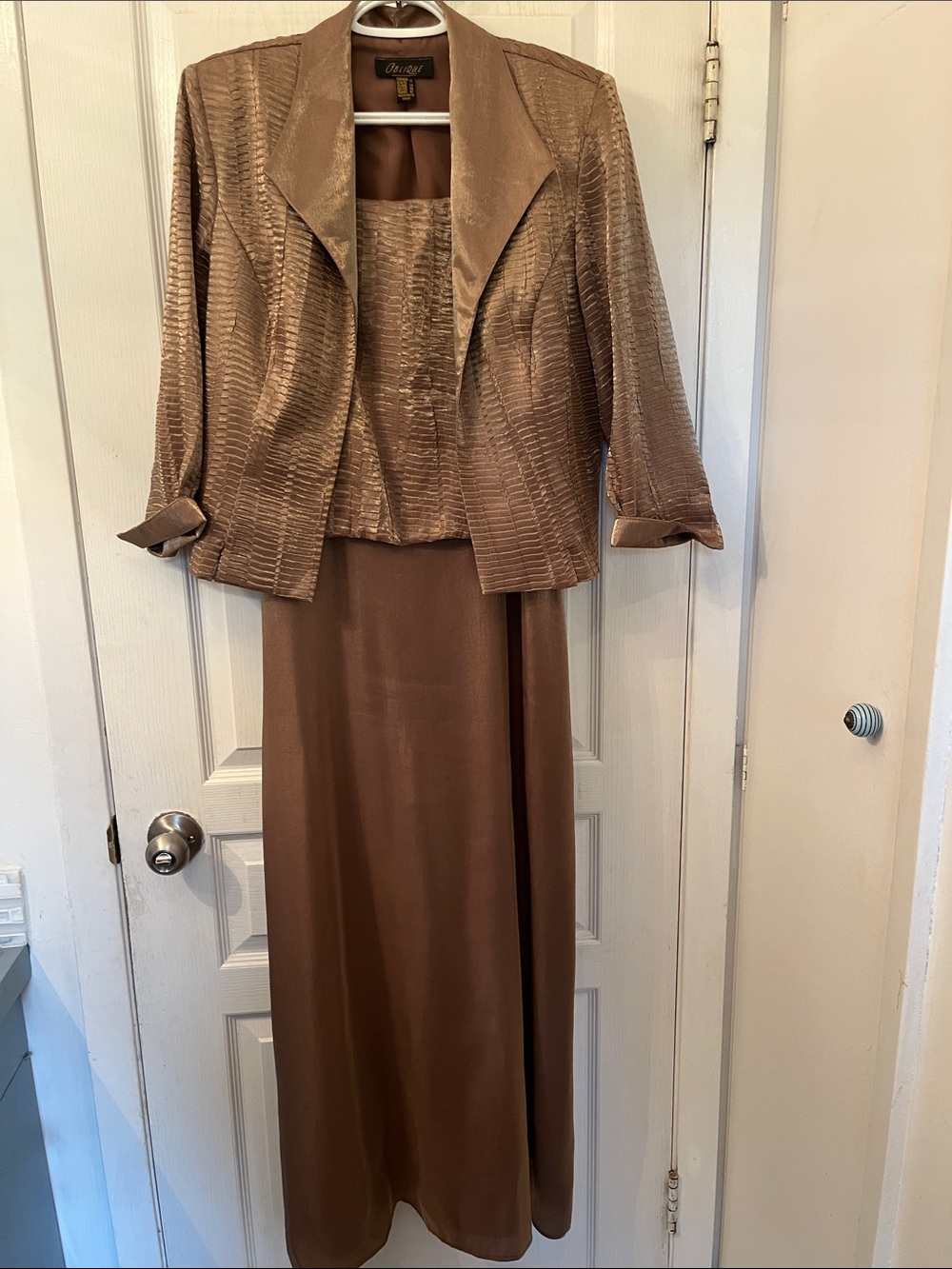 Y2K Metallic Gold Evening Dress and Jacket by Oblique 🇨🇦